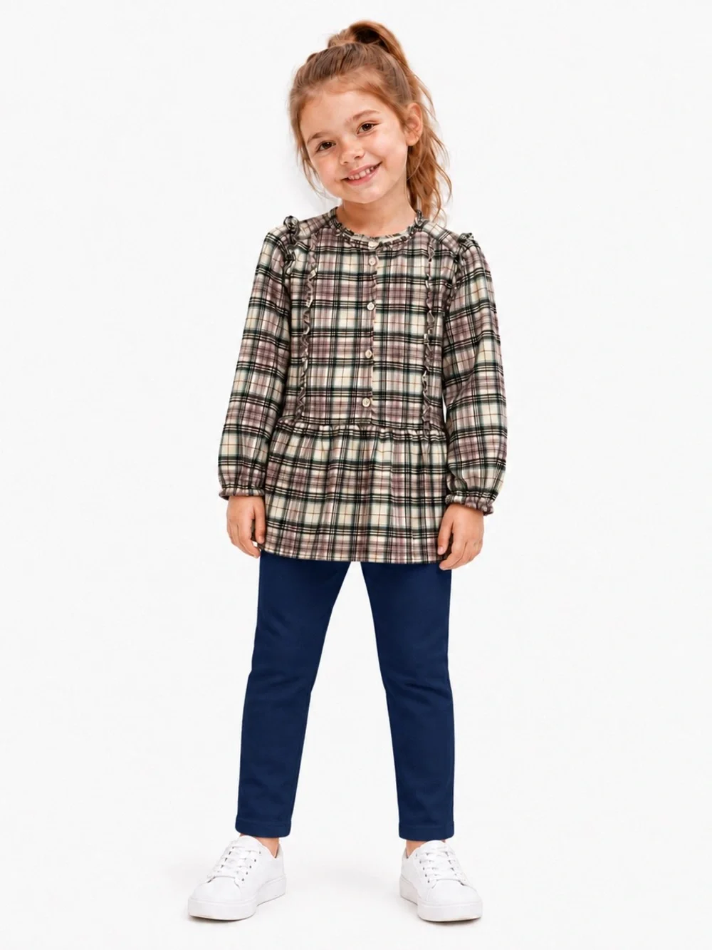 Baby Gap Girls Plaid Ruffle Peplum Tunic Blouse Size 3T